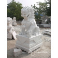 Garden Decoration Stone Carving White Lion Sculpture Marble Statue